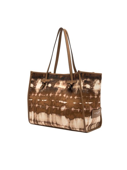 Shopping bag Marcella in tessuto semilucido stampato tye dye Cuoio GIANNI CHIARINI | BS 6850/COMM FEZVAR.CUOIO